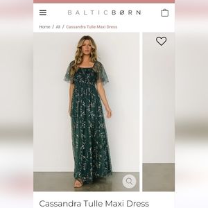 Cassandra Tulle Maxi Dress - Green & Gold